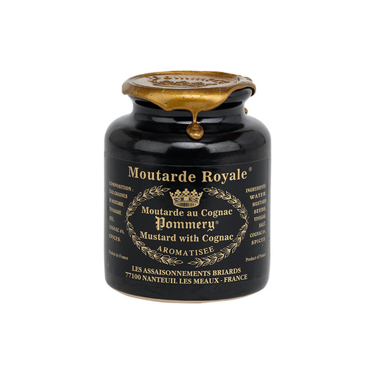 Moutarde Royale au Cognac Pommery in stoneware jar with cork and wax top