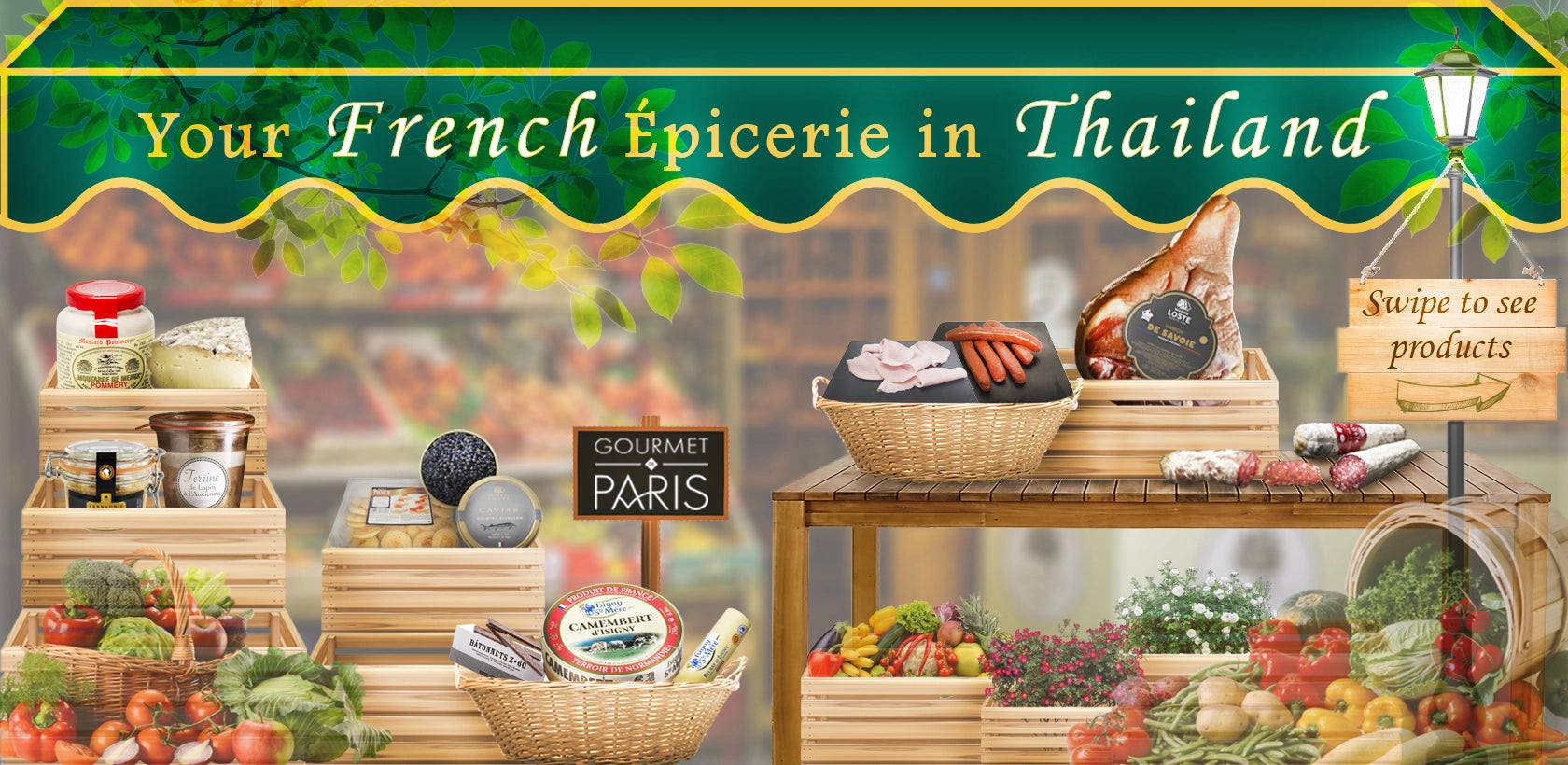 French Épicerie store front with products