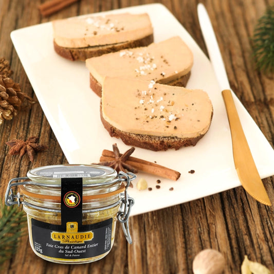 Foie Gras Duck Whole Salt Pepper Jean Larnaudie Glass Jar 125g